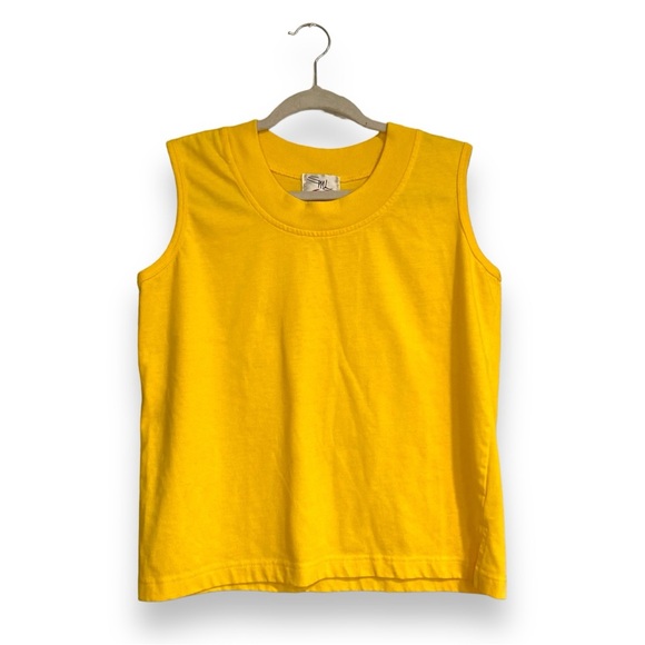 Vintage 90s SML Sport Yellow Tank Top Women’s Large Cotton Blend Activewear - Picture 1 of 17